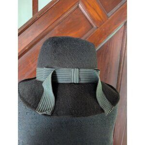 Vintage Mahara Brown Mohair Womens Hat With Striped Ribbon Bow